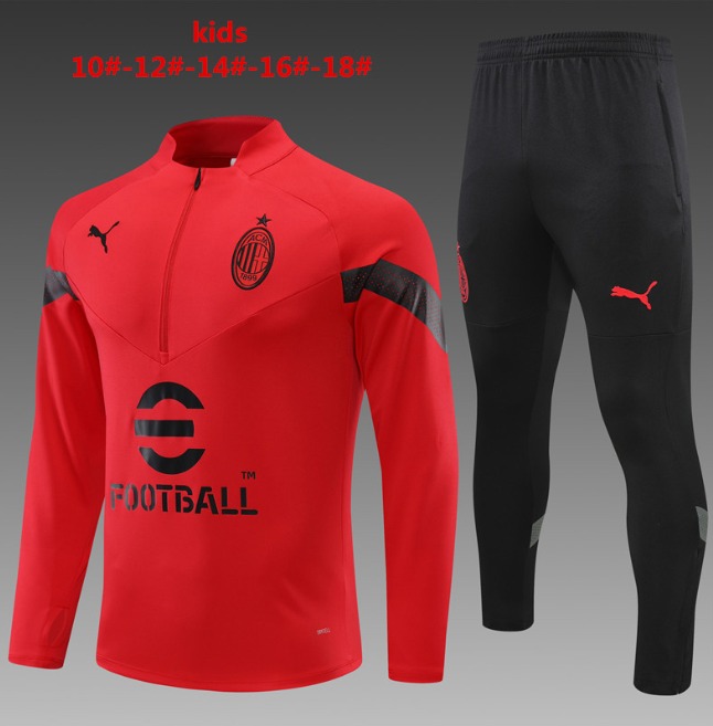 giacca sportiva con mezza zip Ac Milan 2022-2023 bambino rosso