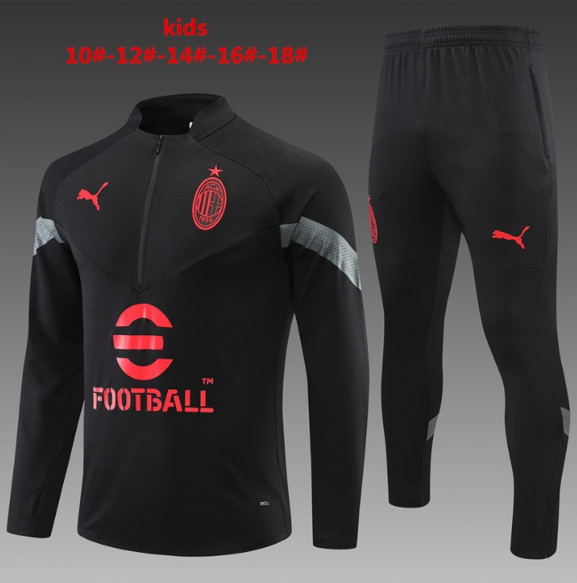 giacca sportiva con mezza zip Ac Milan 2022-2023 bambino Nero