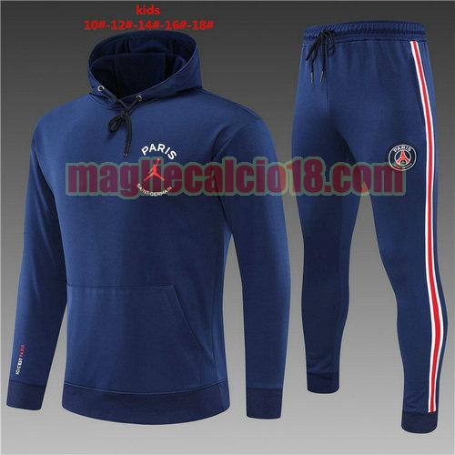 giacca con cappuccio paris saint germain 2022-2023 bambino blu reale