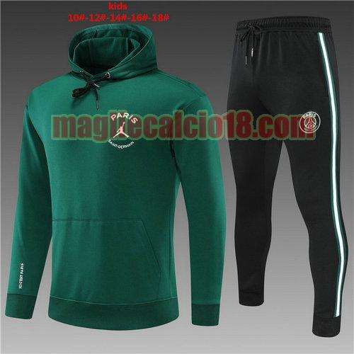 giacca con cappuccio paris saint germain 2022-2023 bambino verde