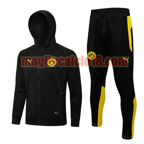 giacca con cappuccio zip intera borussia dortmund 2022-2023 nero