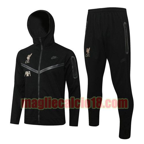 giacca con cappuccio zip intera liverpool 2022-2023 nero