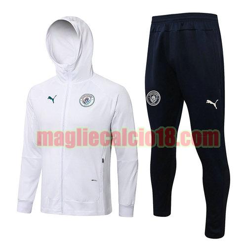 giacca con cappuccio zip intera manchester city 2022-2023 bianco