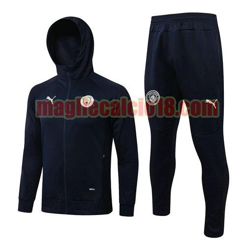 giacca con cappuccio zip intera manchester city 2022-2023 blu reale