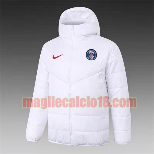 giacca in felpa di cotone giacca a poco prezzo paris saint germain 2021-2022 nike bianco con cappuccio