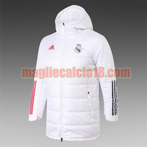 giacca in felpa di cotone giacca a poco prezzo real madrid 2021-2022 adidas bianco con cappuccio