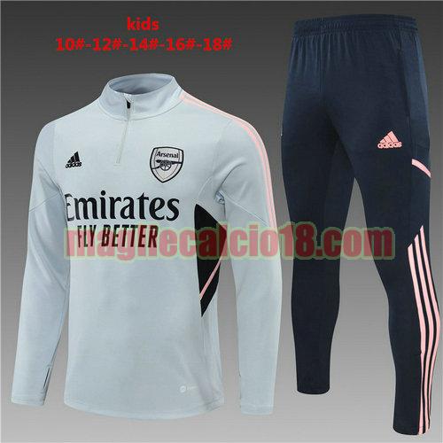 giacca sportiva con mezza zip arsenal 2022-2023 bambino grigio chiaro
