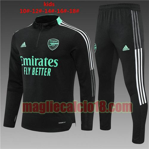 giacca sportiva con mezza zip arsenal 2022-2023 bambino nero