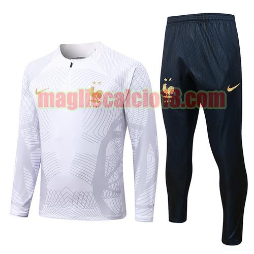 giacca sportiva con mezza zip francia 2022-2023 bianca