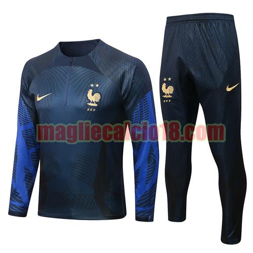 giacca sportiva con mezza zip francia 2022-2023 blu reale