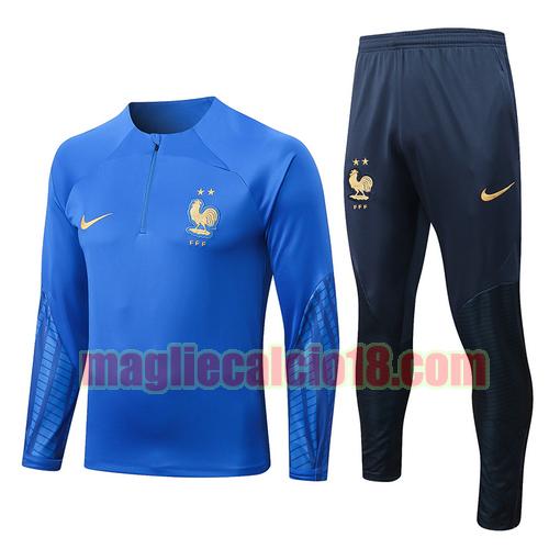 giacca sportiva con mezza zip francia 2022-2023 colore blu