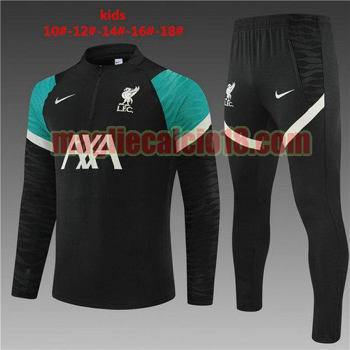 giacca sportiva con mezza zip liverpool 2022-2023 bambino nero con verde
