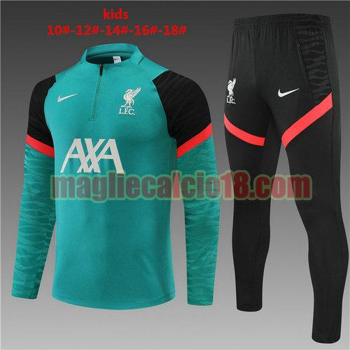 giacca sportiva con mezza zip liverpool 2022-2023 bambino verde