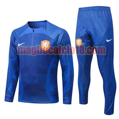 giacca sportiva con mezza zip olanda 2022-2023 blu