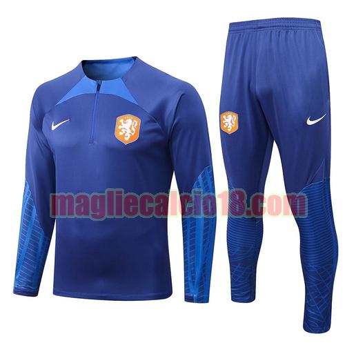 giacca sportiva con mezza zip olanda 2022-2023 blu navy