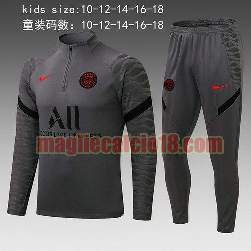 giacca sportiva con mezza zip paris saint germain 2022-2023 bambino grigio
