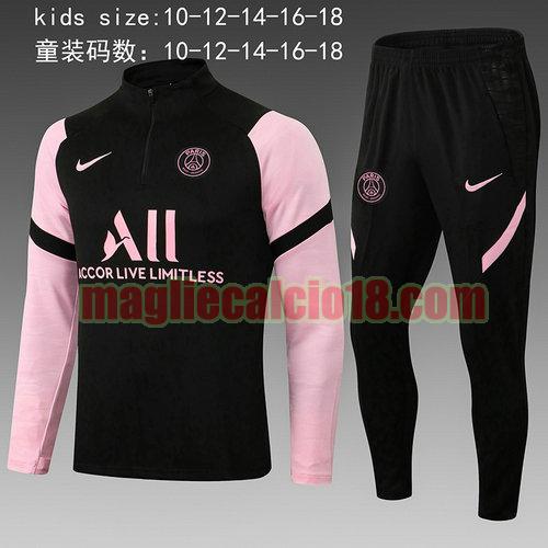 giacca sportiva con mezza zip paris saint germain 2022-2023 bambino nero rosa