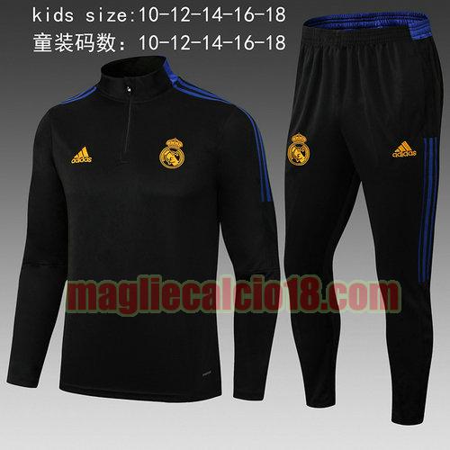 giacca sportiva con mezza zip real madrid 2022-2023 bambino nero