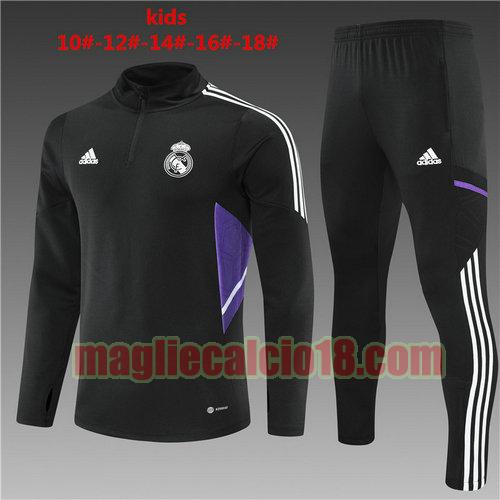 giacca sportiva con mezza zip real madrid 2022-2023 poco prezzo bambino nero