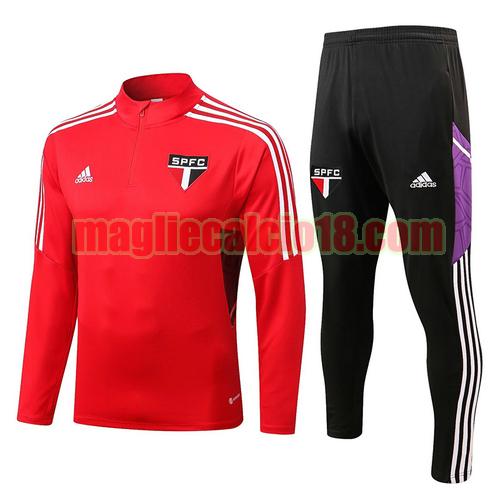 giacca sportiva con mezza zip san paolo 2022-2023 rosso