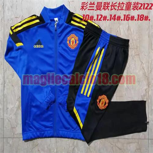 giacca sportiva con zip a poco prezzo manchester united 2021-2022 bambino colore blu