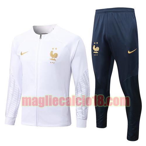 giacca sportiva con zip francia 2022-2023 bianca