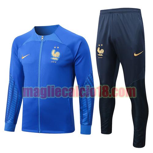 giacca sportiva con zip francia 2022-2023 blu