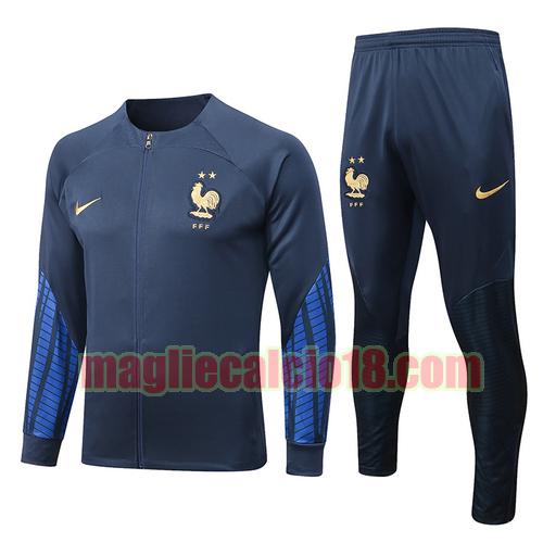 giacca sportiva con zip francia 2022-2023 blu reale