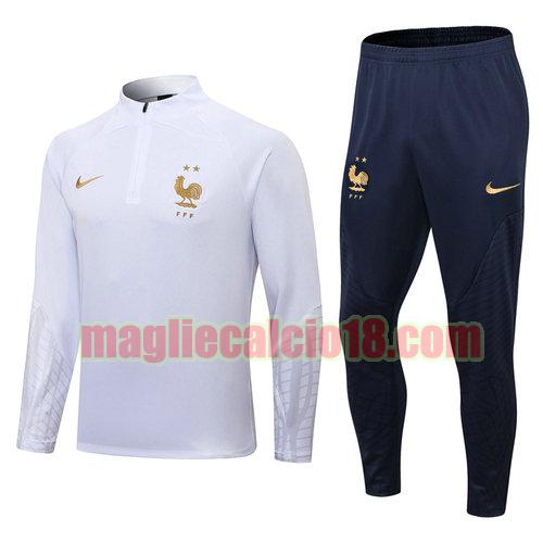 giacca sportiva con zip francia 2022-2023 bianco