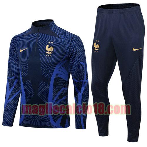 giacca sportiva con zip francia 2022-2023 blu reale