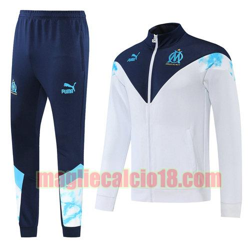 giacca sportiva con zip olympique marsiglia 2022-2023 02 bianco