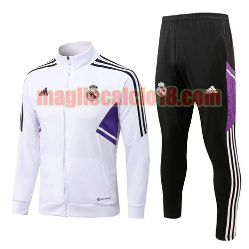 giacca sportiva con zip real madrid 2022-2023 bianca