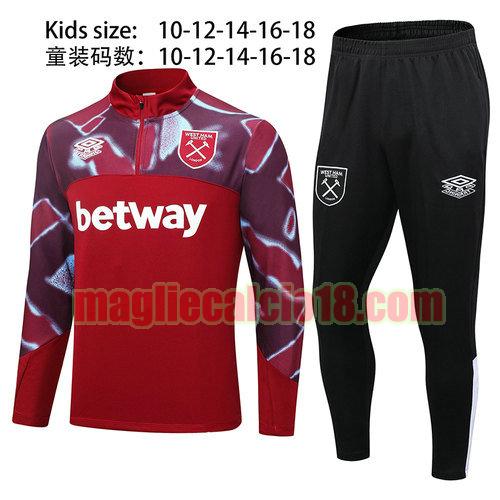 giacca sportiva con zip west ham united 2023-2024 bambino rosso