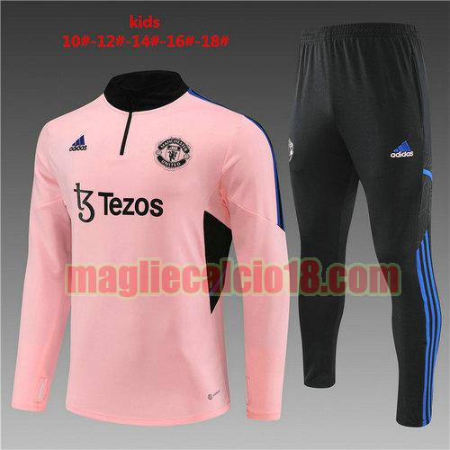 giacca sportiva manchester united 2022-2023 completo bambino rosa rosa