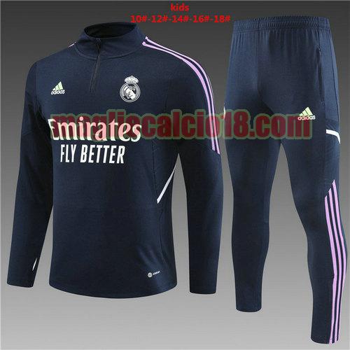 giacca sportiva real madrid 2022-2023 completo bambino blu reale blu reale