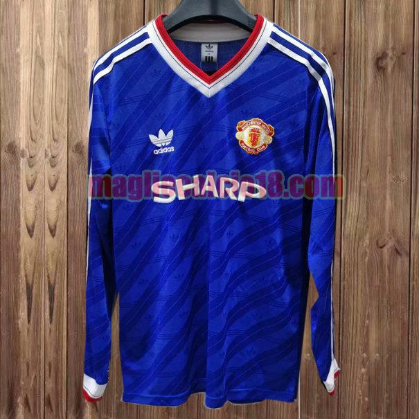 maglia manchester united 1986-1988 terza blu manica lunga