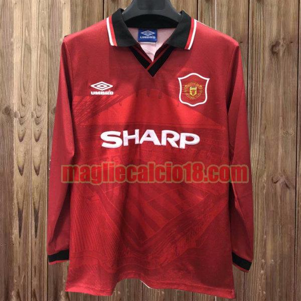 maglia manchester united 1994-1996 prima rosso manica lunga