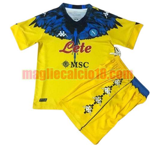 maglia napoli 2021-2022 marcelo burlon giallo blu bambino