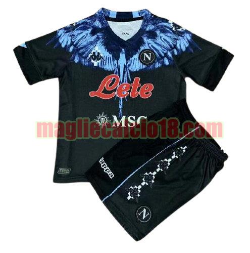 maglia napoli 2021-2022 marcelo burlon nero blu bambino