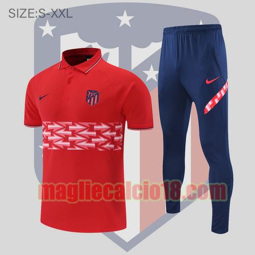 maglia polo calcio atletico madrid 2022-2023 motivo rosso e bianco