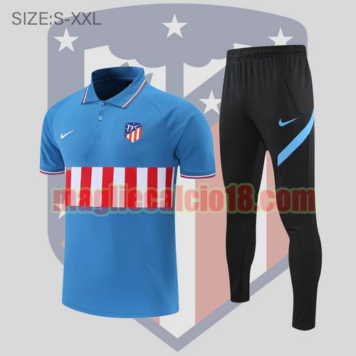 maglia polo calcio atletico madrid 2022-2023 strisce bianche e rosse blu