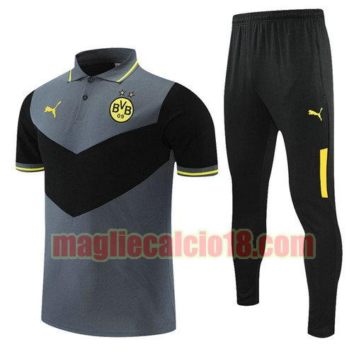 maglia polo calcio borussia dortmund 2021-2022 grigio