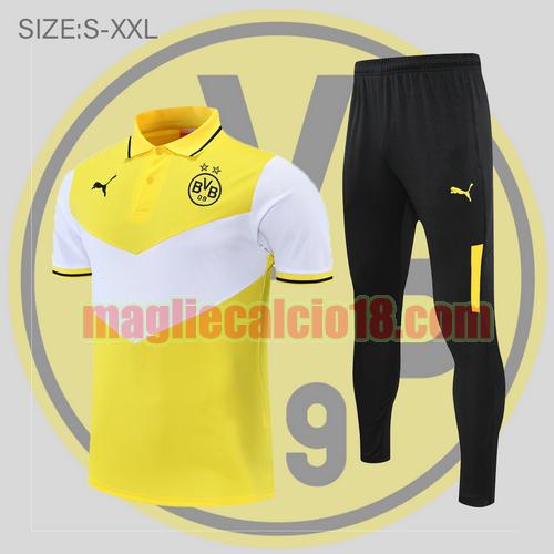 maglia polo calcio borussia dortmund 2022-2023 giallo e bianco