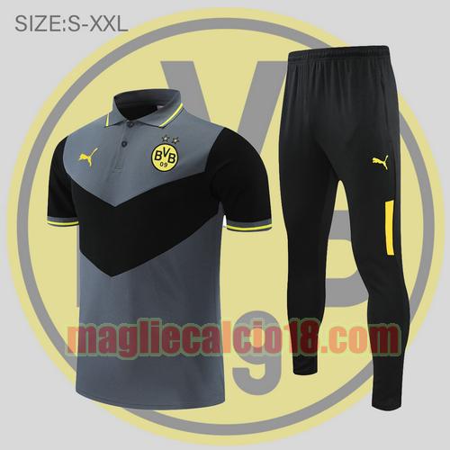 maglia polo calcio borussia dortmund 2022-2023 grigio nero