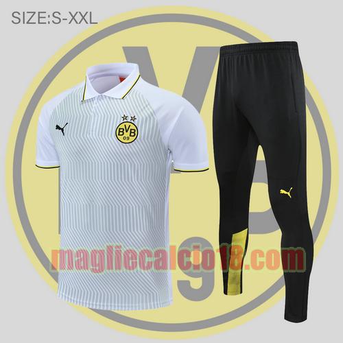 maglia polo calcio borussia dortmund 2022-2023 motivo bianco e verde
