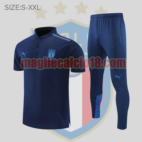 maglia polo calcio italia 2022-2023 blu reale