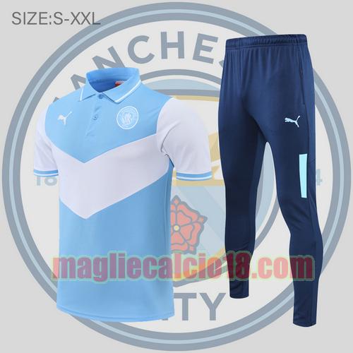 maglia polo calcio manchester city 2022-2023 blu e bianco