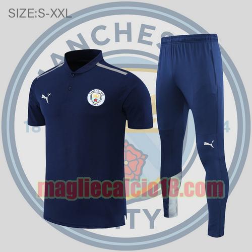 maglia polo calcio manchester city 2022-2023 striscia bianca blu scuro