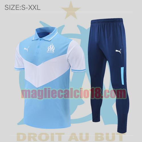 maglia polo calcio olympique marsiglia 2022-2023 blu e bianco