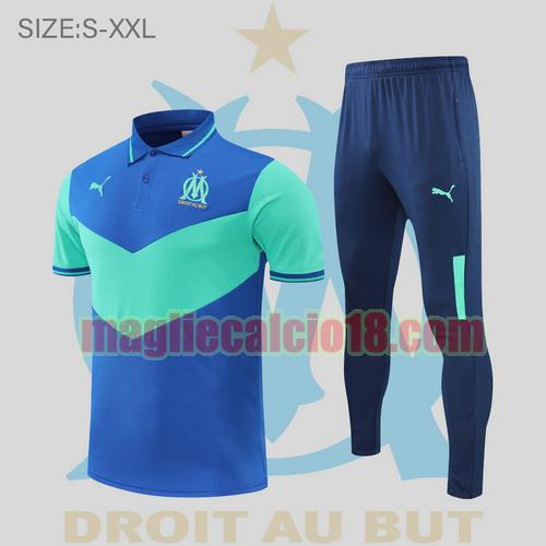 maglia polo calcio olympique marsiglia 2022-2023 blu verde